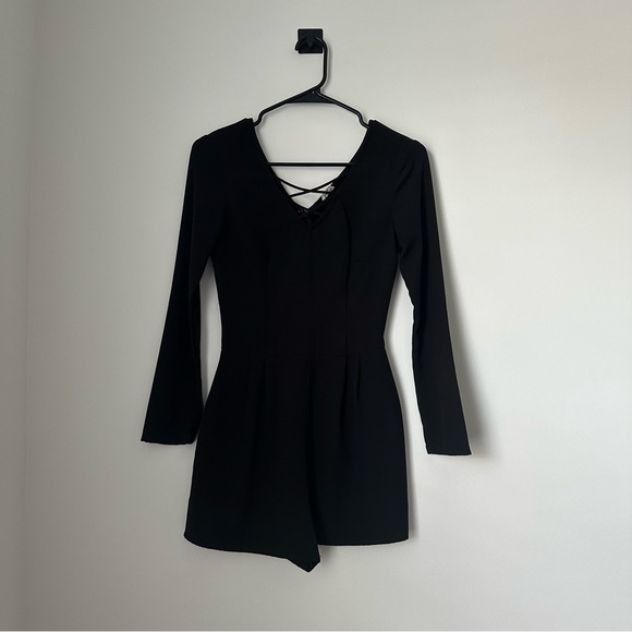 Garage Black Longsleeve Romper - Picture 1 of 3